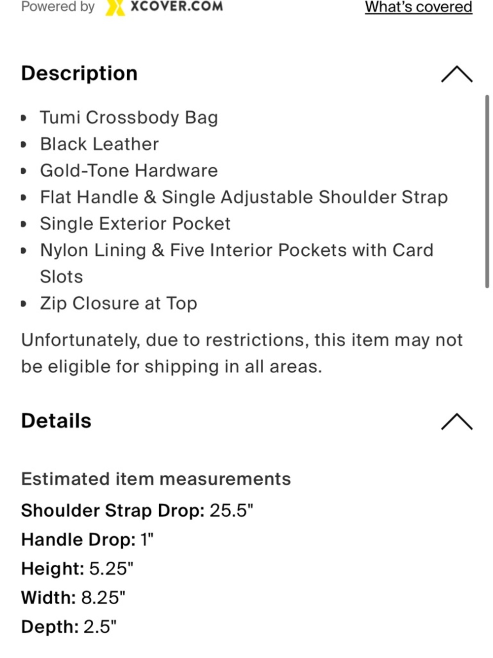 TUMI Leather Crossbody Bag in black - missing the strap - Picture 3 of 6
